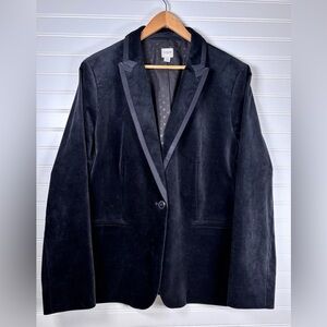 J.Crew Factory Black Velvet One-Button Blazer | Size 18 | HO23
